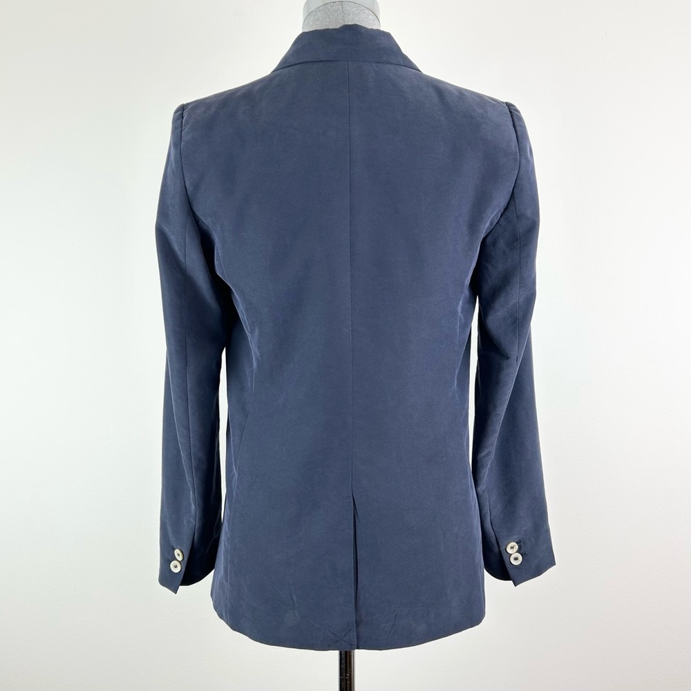 MNG Suit Washed‎ Navy Double-Breasted Women's Blazer Size 2 - Picture 2 of 7